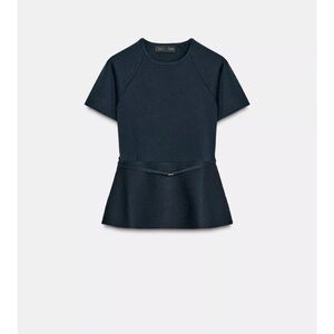 Zara Navy Peplum Top